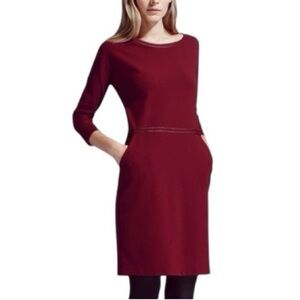 Women’s Lafayette 148 New York Purple Sheath Dress Size 8 3/4 Sleeves Formal